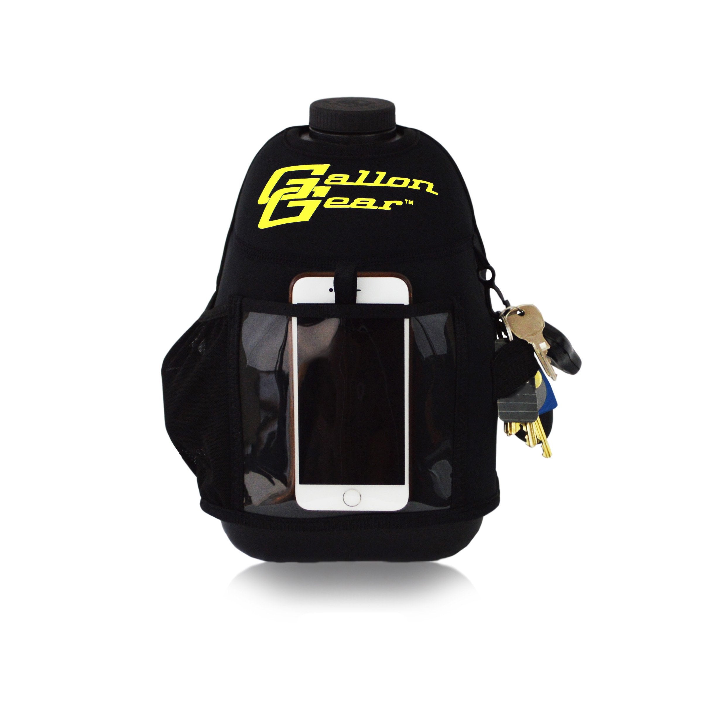 Black with Yellow Logo Gallon Gear Fitness Hydration Cover