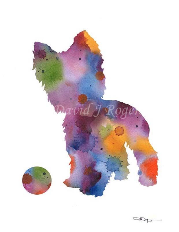 A Yorkshire Terrier 0 print based on a David J Rogers original watercolor