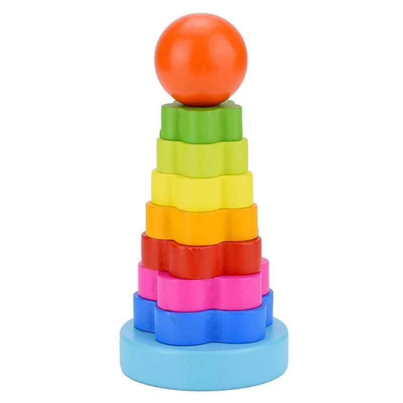 Wooden Stacked Toys for Children Baby Rainbow Stacked Tower Game Kids Early Education Toys Set Gifts Kids Model Building Kits